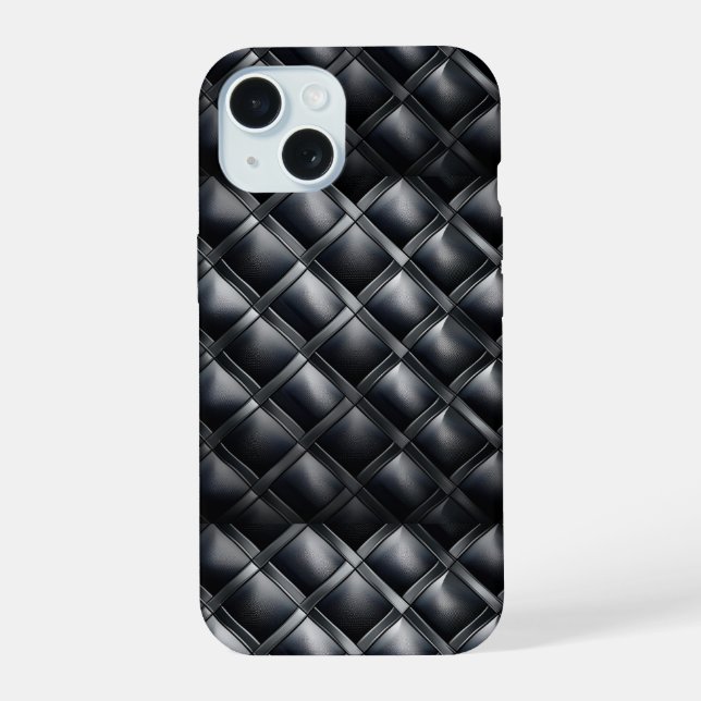 Sleek Metallic Grau & Black iPhone 15 Hülle (Rückseite)