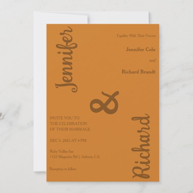 Sleek Minimalistisch Wedding Einladung (Vorderseite)
