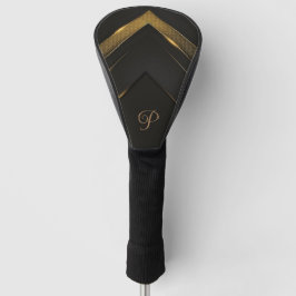 Sleek Mit Monogramm Black and Gold Zickzack Golf Headcover