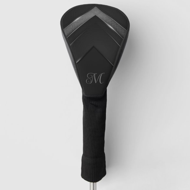 Sleek Mit Monogramm Black Zickzack Golf Headcover (Vorderseite)