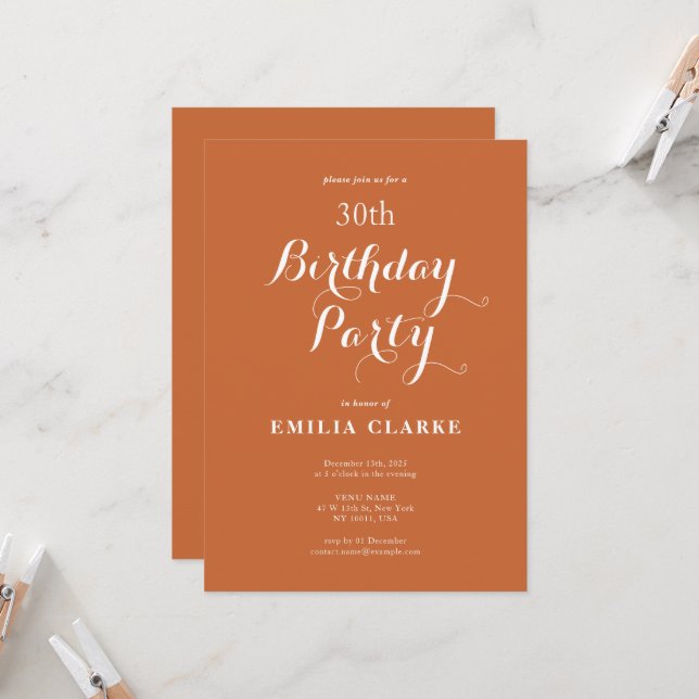 Sleek Modern Birthday Party Einladungen für Erwach (Vorderseite/Rückseite Beispiel)