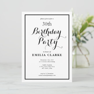 Sleek Modern Birthday Party Einladungen für Erwach