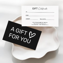Sleek Modern Business Gift Certificate Telefonnummerkarte