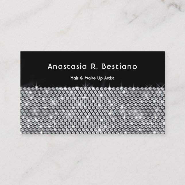 Sleek Modern Glamour Diamond Business Card Visitenkarte (Vorderseite)