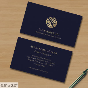Sleek Modern Navy und Gold Visitenkarte