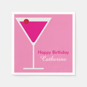 Sleek Modern Pink Martini Custom Geburtstag Serviette