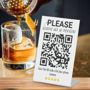 Sleek & Modern QR-Code "Verlass a Review" Sockelschild