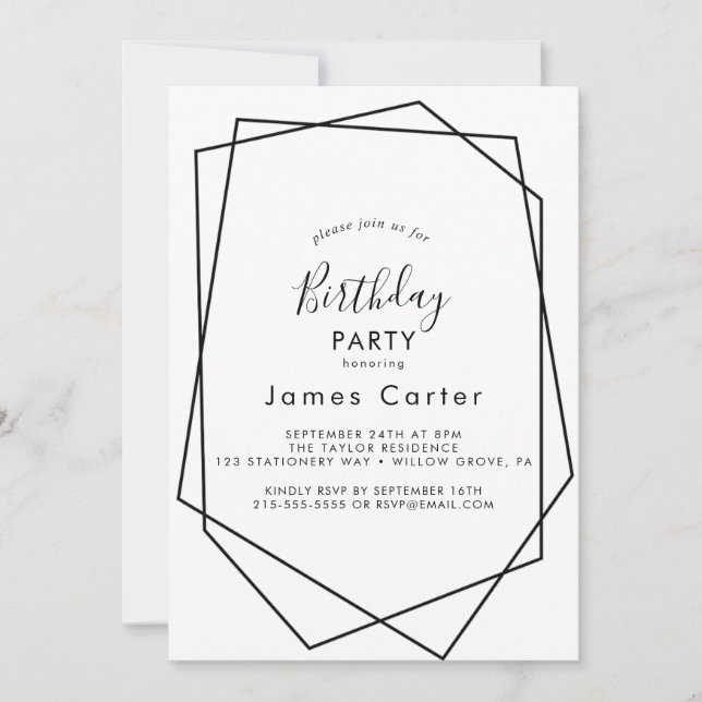 Sleek Modern Script Birthday Party Einladung (Vorderseite)
