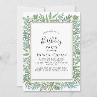 Sleek Modern Script Birthday Party Einladung