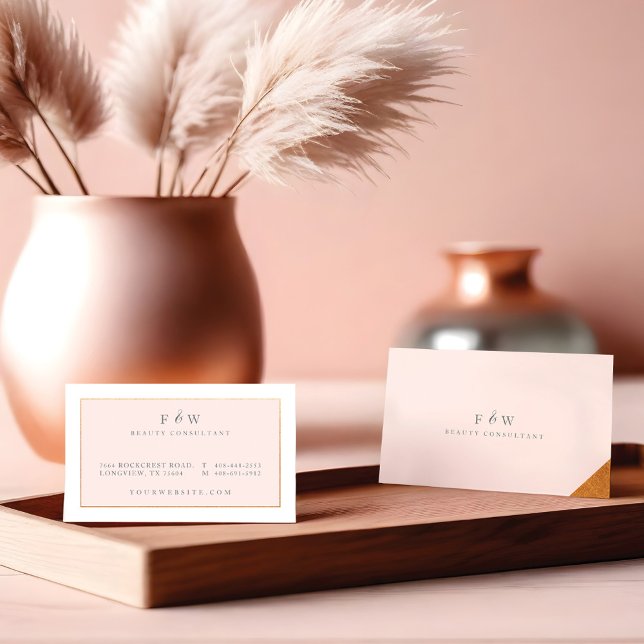 Sleek Moderne minimalistische Blush Pink & Gold Visitenkarte (Beautiful Watercolor Wildflower Botanical Garden T-Shirt)