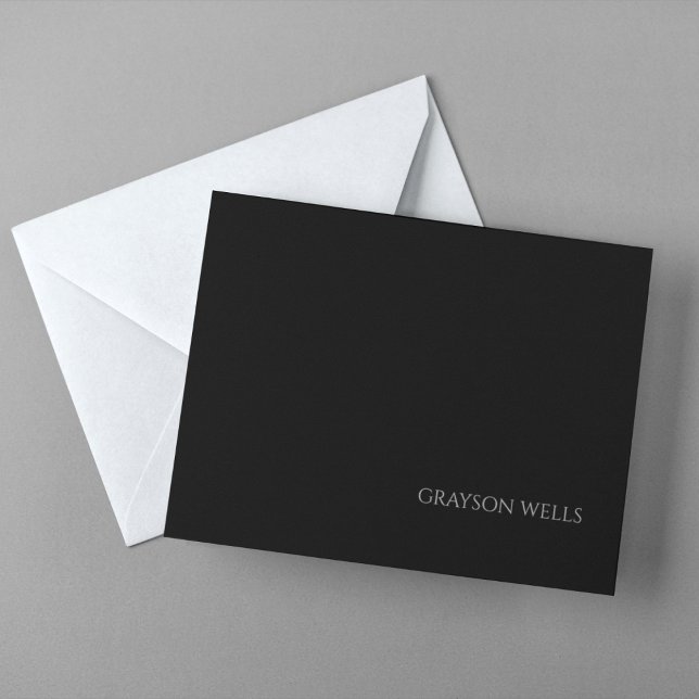 Sleek Moderne Schwarz und Grau Beruflich Mitteilungskarte (Sleek Modern Black and Grey Professional Note Card)