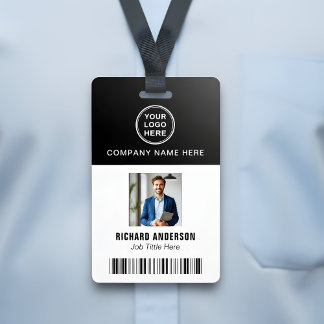 Sleek Moderner Mitarbeiter Foto Name Balken Code A Ausweis