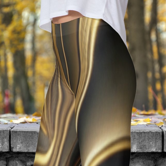 Sleek Molten Brass Print Leggings (Molten Brass)