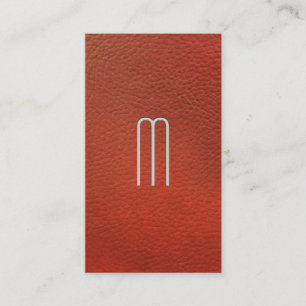 Sleek Monogram Hintergrund Rotes Leder Visitenkarte