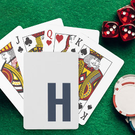 Sleek Monogram Initial Minimalistisch Silver Gray  Spielkarten