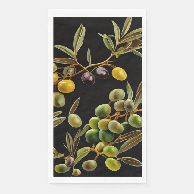 Sleek Olive Branch Paper Napkin Serviette (Vorderseite)