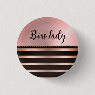 Sleek Pink Striped Boss Lady Button