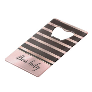 Sleek Pink Striped Boss Lady Geldbeutel Flaschenöffner