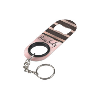 Sleek Pink Striped Boss Lady Mini Flaschenöffner