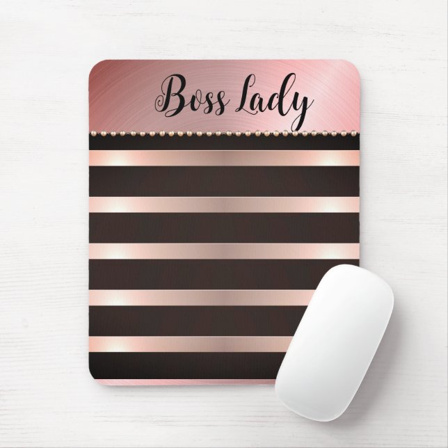 Sleek Pink Striped Boss Lady Mousepad (Mit Mouse)
