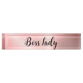 Sleek Pink Striped Boss Lady Namensplakette
