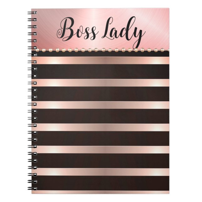 Sleek Pink Striped Boss Lady Notizblock (Vorderseite)