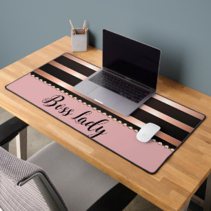 Sleek Pink Striped Boss Lady Schreibtischunterlage