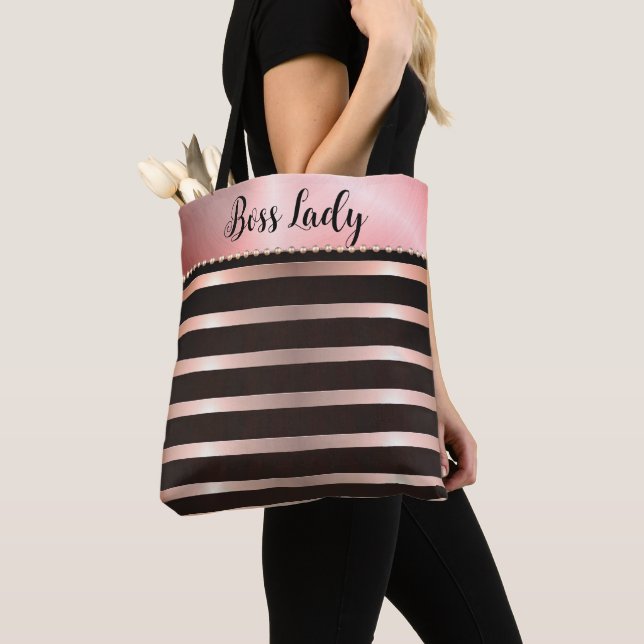 Sleek Pink Striped Boss Lady Tasche (Von Nahem)
