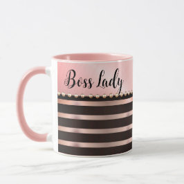 Sleek Pink Striped Boss Lady Tasse