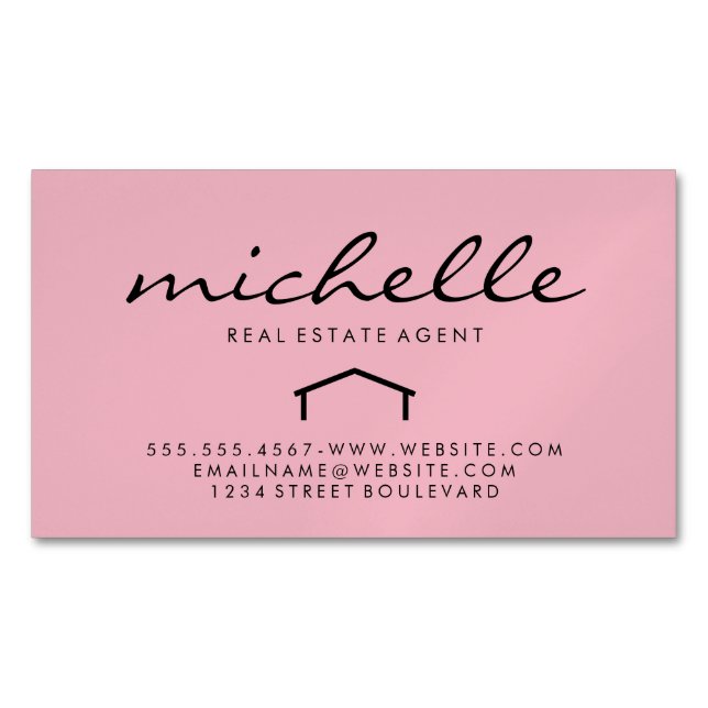 Sleek Real Anwesen Agent (pink) Magnetische Visitenkarte (Vorderseite)