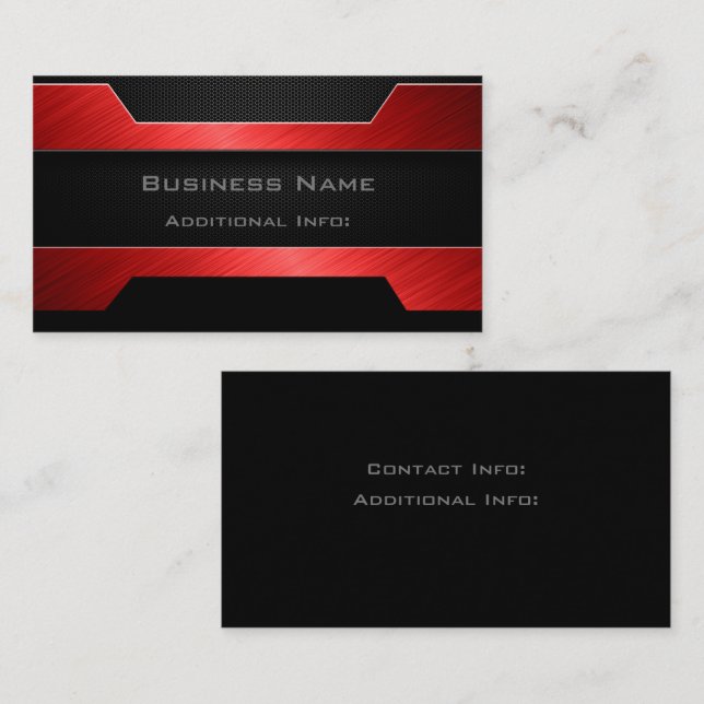 Sleek Red Metal Business Card Visitenkarte (Vorne/Hinten)