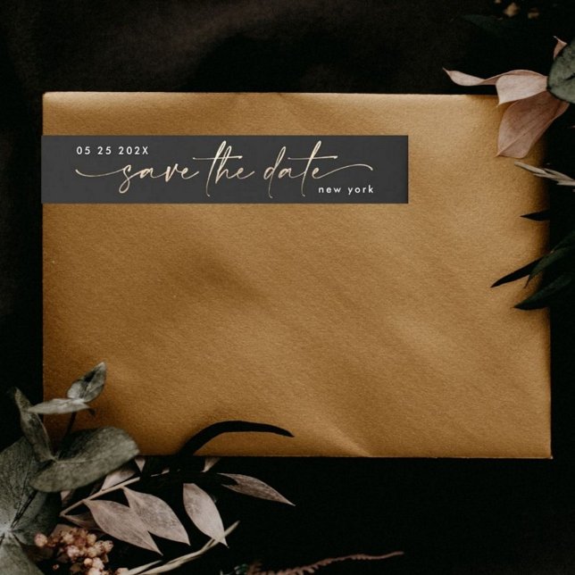 Sleek Romance | Gold auf schwarz Save the Date | (Von Creator hochgeladen)