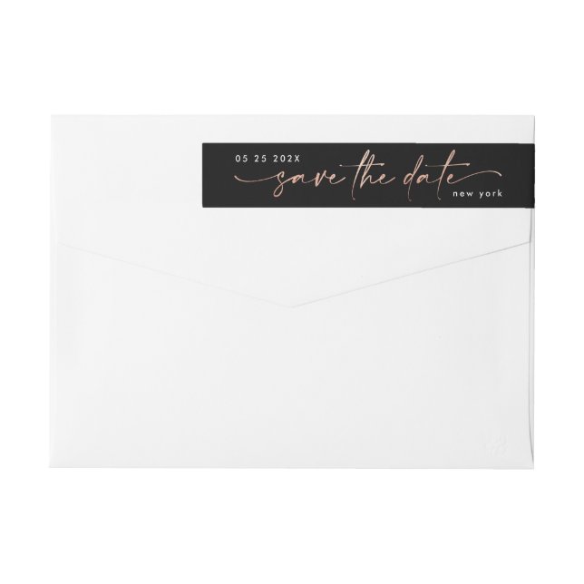 Sleek Romance | Rose Gold Save the Date schwarz | (Rückseite)
