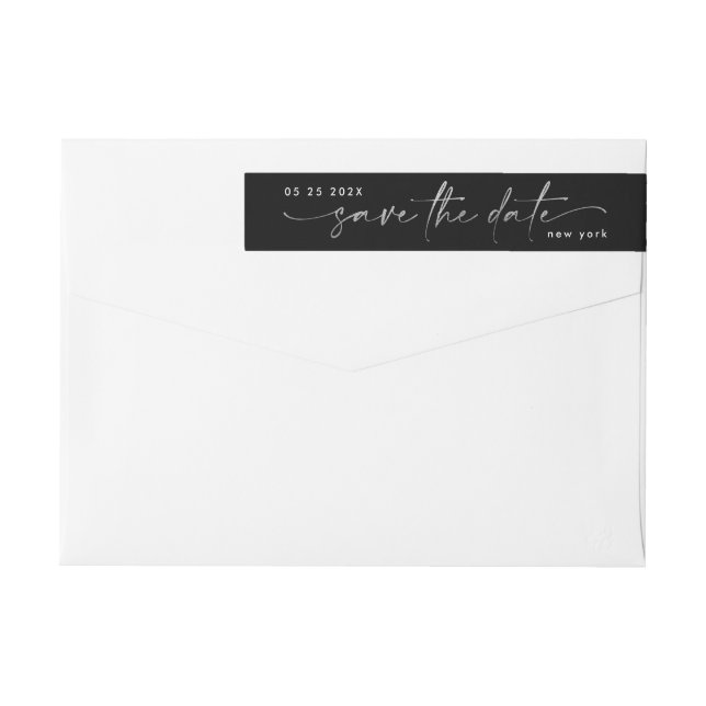 Sleek Romance | Silber auf Schwarz Save the Date | (Rückseite)
