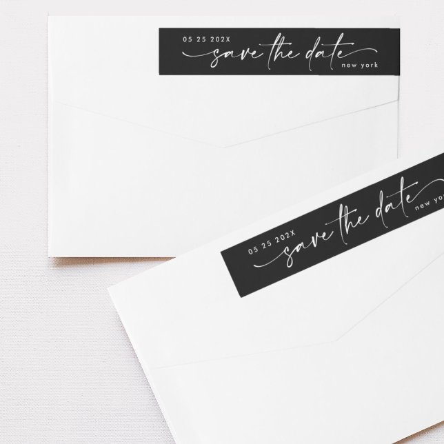 Sleek Romance Snow White Onyx Black Save the Date (Von Creator hochgeladen)