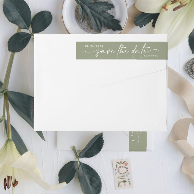 Sleek Romance Snow White Sage Save the Date (Von Creator hochgeladen)