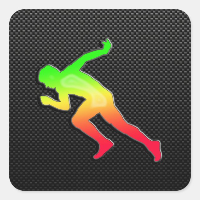 Sleek Running Quadratischer Aufkleber (Vorderseite)