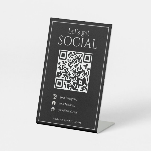 Sleek schwarzen QR-Code Business scannen Sie mich  Sockelschild (Vorderseite)