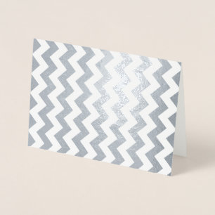 Sleek Silver und White Zigzag Folienkarte