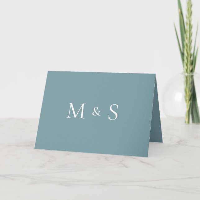 Sleek Simple Aquamarin Monogram Folded Wedding Einladung (Vorderseite)