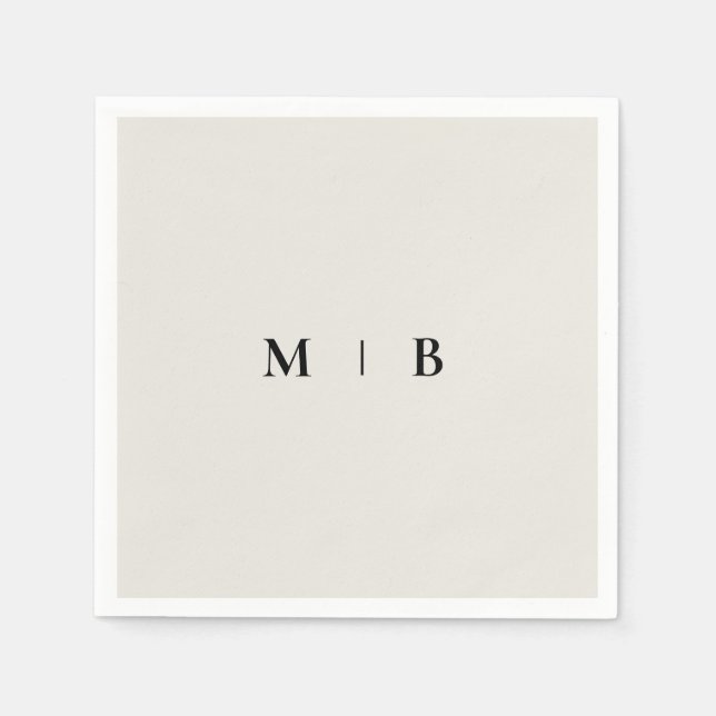Sleek Simple Beige Monogram Napkins Serviette (Vorderseite)