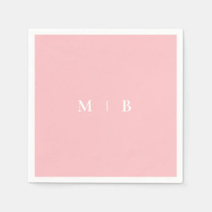 Sleek Simple Blush & White Monogram Napkins Serviette