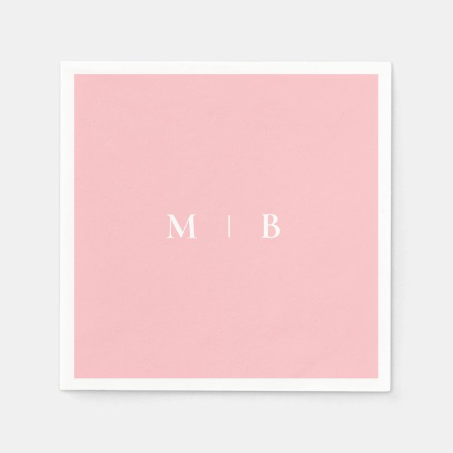 Sleek Simple Blush & White Monogram Napkins Serviette (Vorderseite)