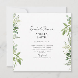 Sleek & Simple Foliage White Brautparty Square Einladung
