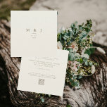 Sleek & Simple Modern Beige Square Wedding III Einladung<br><div class="desc">Sleek & Simple Beige Wedding Einladung Platz. Zeitgenössisch und modern. QR-Code. Initiale. Gold Text.</div>