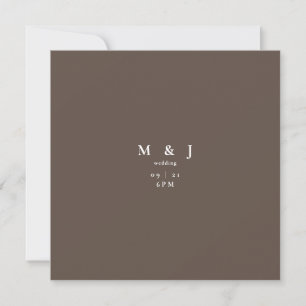 Sleek & Simple Modern Chocolate Square Wedding Einladung