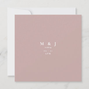 Sleek & Simple Modern Dusty Rose Square Wedding Einladung
