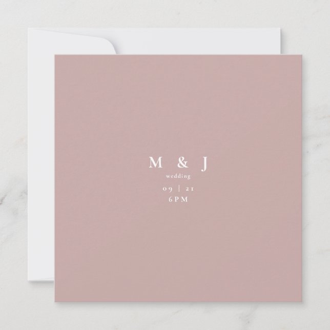 Sleek & Simple Modern Dusty Rose Square Wedding Einladung (Vorderseite)
