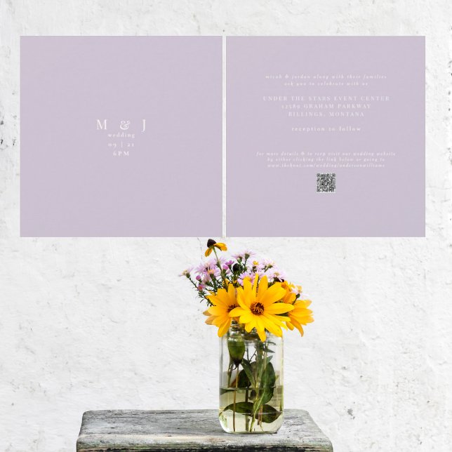 Sleek & Simple Modern Lavender Square Wedding Einladung (Von Creator hochgeladen)