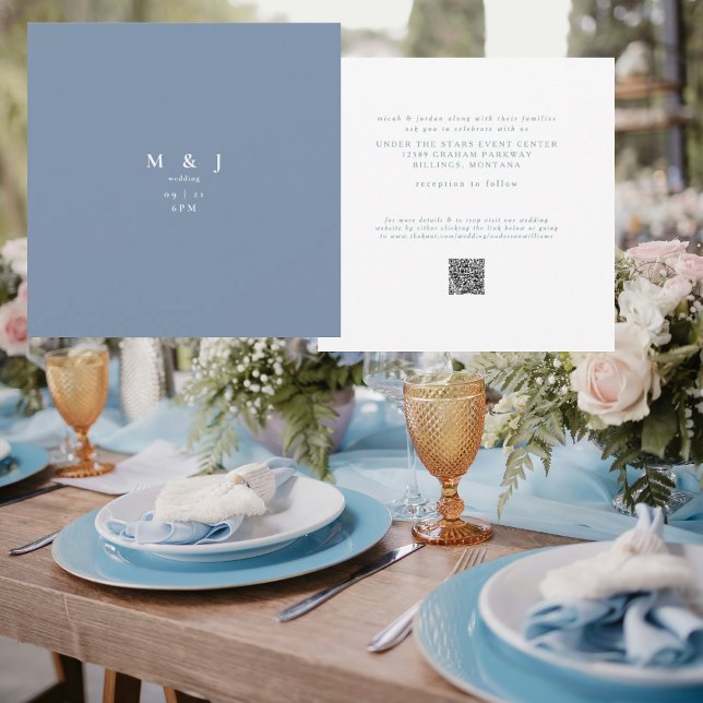 Sleek & Simple Modern Periwinkle Square Wedding Einladung (Von Creator hochgeladen)